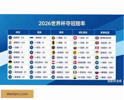 世界杯球队赔率如何影响夺冠热门排名
